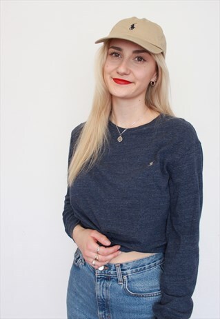 VINTAGE 90S POLO RALPH LAUREN NAVY LONG SLEEVE T-SHIRT
