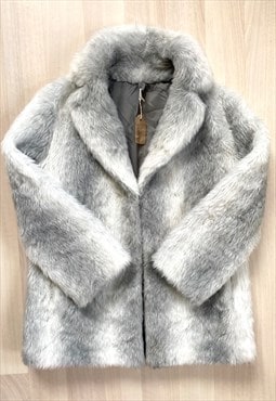 Vintage Silver Faux Fur Coat