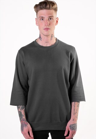 ESSENTIAL 3/4 SLEEVE JUMPER T-SHIRT - STEEL GREY