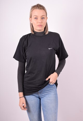 NIKE WOMENS VINTAGE T-SHIRT TOP SMALL BLACK 90S