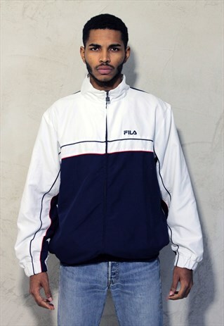FILA WINDBREAKER SHELL JACKET WHITE & BLUE A285