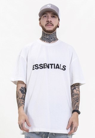 SIMPLE CHEST LETTER LOOSE ROUND NECK T-SHIRT