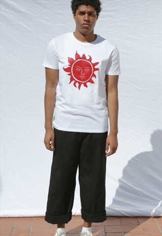 ELIO GRAPHIC PRINT ORGANIC COTTON T-SHIRT IN WHITE