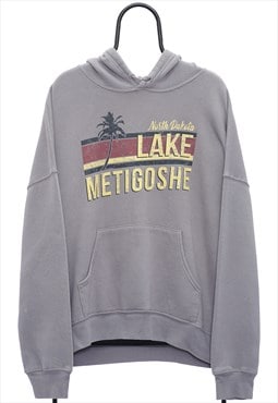 Vintage Lake Metigoshe Graphic Grey Hoodie Mens