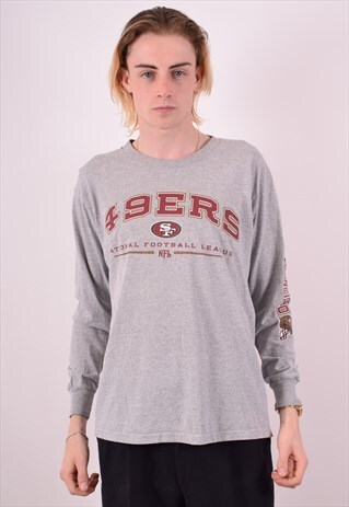 MENS VINTAGE NFL SF 49ERS TOP LONG SLEEVE MEDIUM GREY 90S