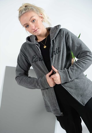 VINTAGE CARHARTT FLEECE HOODIE WITH LOGO IN GREY.