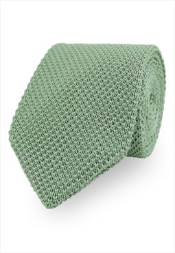Wedding Handmade Polyester Knitted Tie In Sage Green