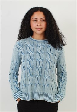 Women's Vintage Polo Ralph Lauren Cable Knit Blue Sweater
