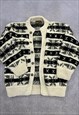 VINTAGE REY WEAR KNITTED CARDIGAN ABSTRACT PATTERNED SWEATER