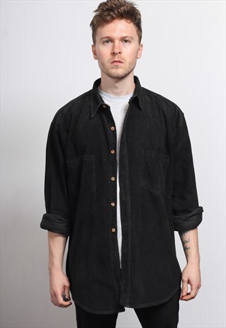 VINTAGE CORDUROY CORD SHIRT BLACK