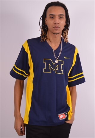 NIKE MENS VINTAGE JERSEY TOP SMALL NAVY BLUE 90S