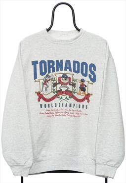 Vintage Looney Tunes Tornados Graphic Grey Sweatshirt Mens