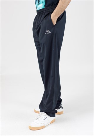 VINTAGE 90S KAPPA BLACK TRACKSUIT BOTTOMS