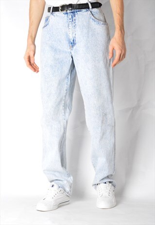 VINTAGE 90S LIGHT BLUE ACID WASH JEANS