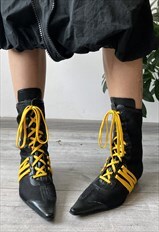 Vintage 00's Black&Yellow Pointed Boxer Racing Boots