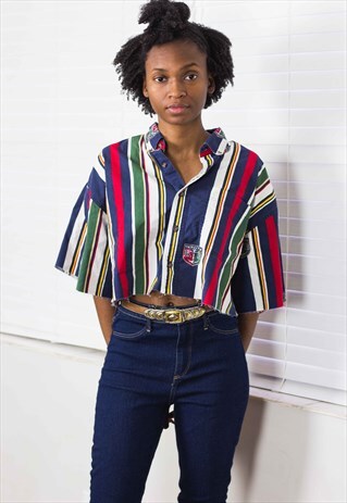 VINTAGE STRIPED CROP TOP REWORKED 90S L 6.5