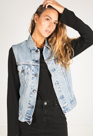 VINTAGE 80S LEVIS DENIM WAISTCOAT / R131