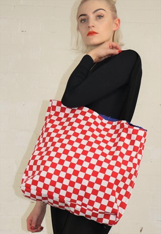 DREAMING REVERSIBLE BAG IN CHECKERBOARD/BLUE