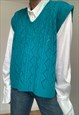 VINTAGE OVERSIZED TURQUOISE COTTON VEST
