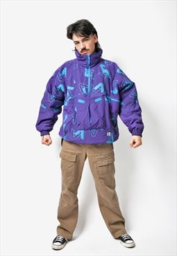 Retro 90s winter coat purple colour ski jacket vintage mens