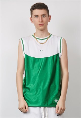 VINTAGE 90'S NIKE GREEN/ WHITE MESH VEST
