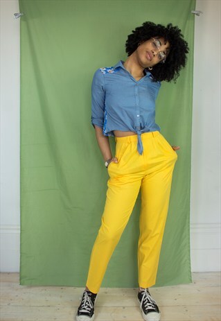 YELLOW HIGH WAISTED TROUSERS