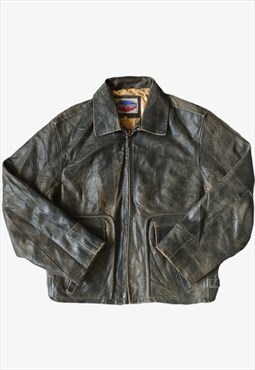 Vintage 90s Evolution Leather Trucker Jacket