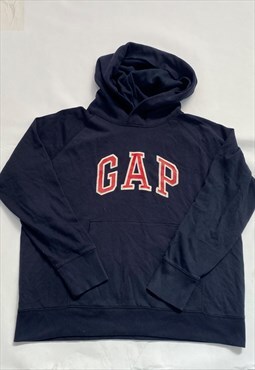 Vintage 90s GAP Navy Heavy Cotton Embroidered Hoodie