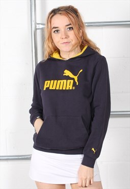Vintage Puma Hoodie in Navy Pullover Sports Jumper XS