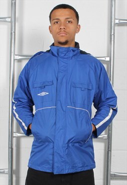 Vintage Umbro Jacket in Blue with Logo Small