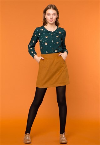 GREEN FLYING DUCKS PRINT BLOUSE