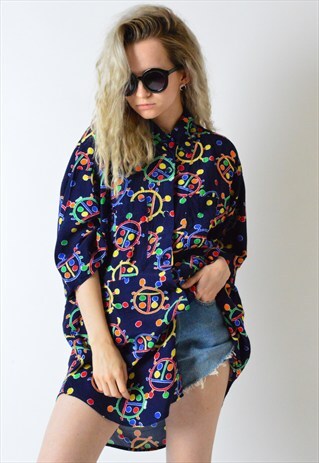VINTAGE 80S COLOURFUL SASSY FESTIVAL SHIRT