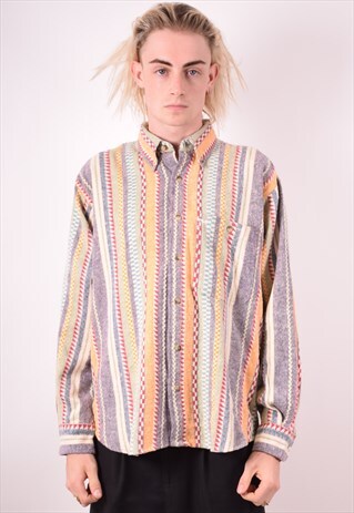 FILA MENS VINTAGE FLANNEL SHIRT MEDIUM MULTI 90S