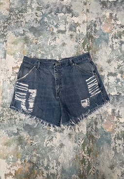 Vintage Wrangler Reworked Denim Cuff Off Ripped Shorts 