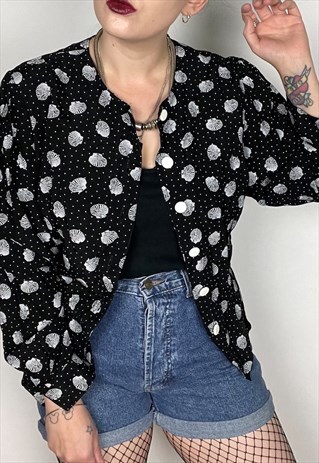 VINTAGE SHELL/POLKA DOT PRINT BLOUSE