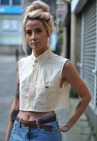 VINTAGE CHEMISE LACOSTE REWORKED CROPPED SHIRT