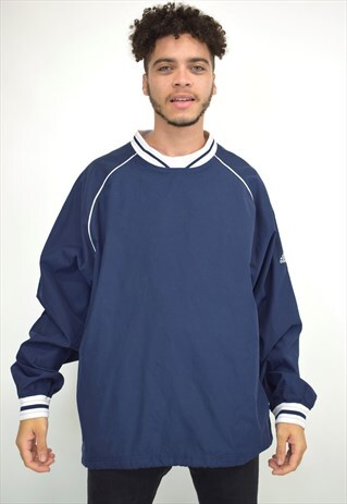 VINTAGE 90S ADIDAS NAVY CONTRAST TRIM SWEATER