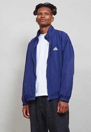NAVY BLUE ADIDAS SHELL VINTAGE SPORTS JACKET