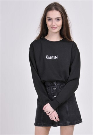 BLACK BERLIN SWEATSHIRT - EMBROIDERED