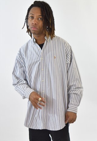 VINTAGE 90S BLUE STRIPED RALPH LAUREN SHIRT
