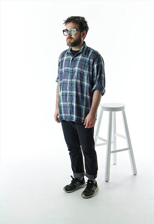 MULTICOLOR PLAID SHIRT / MENS FALL BUTTON UP