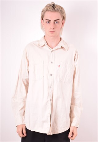 LEVI'S MENS VINTAGE DENIM SHIRT MEDIUM WHITE 90S