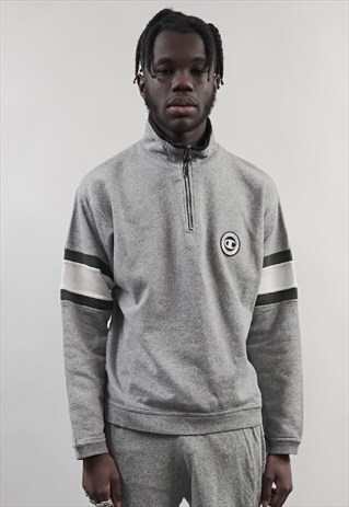 VINTAGE 90'S CHAMPION LOGO LIGHT GREY ZIP-UP SWEATSHIRT