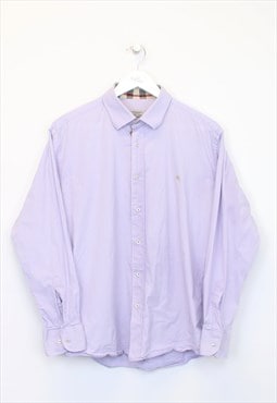 Vintage Women's Burberry shirt in purple. Best fits XL