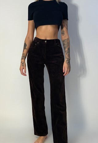 VINTAGE MID RISE STRAIGHT LEG CHOCOLATE BROWN CORDUROY JEANS