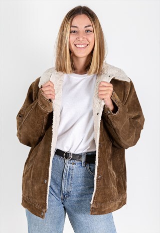 VINTAGE 80S WRANGLER SHEEPSKIN CORDUROY JACKET / S9099