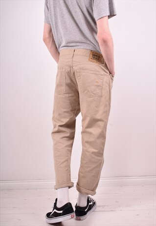 LEVI'S 551 MENS VINTAGE TROUSERS W34 L26 BEIGE 90S
