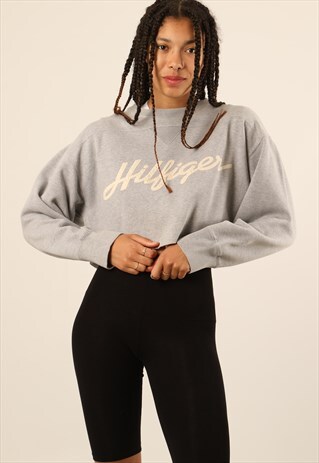 VINTAGE TOMMY HILFIGER EMBROIDERED CROPPED SWEATSHIRT