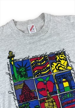 Vintage 90s Jerzees tag New York tourist T-shirt Grey 