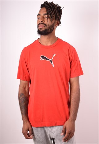 PUMA MENS VINTAGE T-SHIRT TOP XL RED 90S
